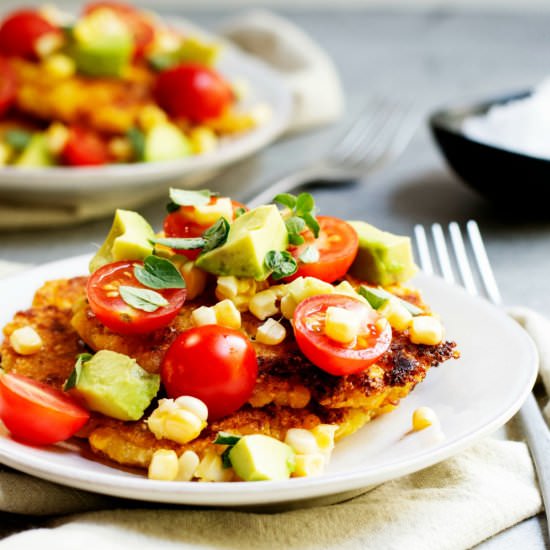 Easy Corn Cakes - Recipe photo by PinchandSwirl