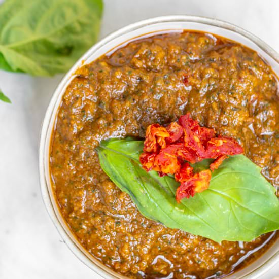 Sun-Dried Tomato Pesto - Recipe photo by confessionsofabakingqueen