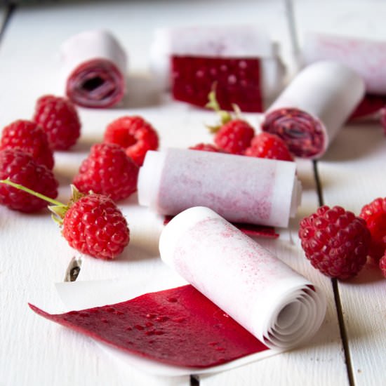 Raspberry Fruit Roll Ups - Recipe photo by BeyondtheCoop