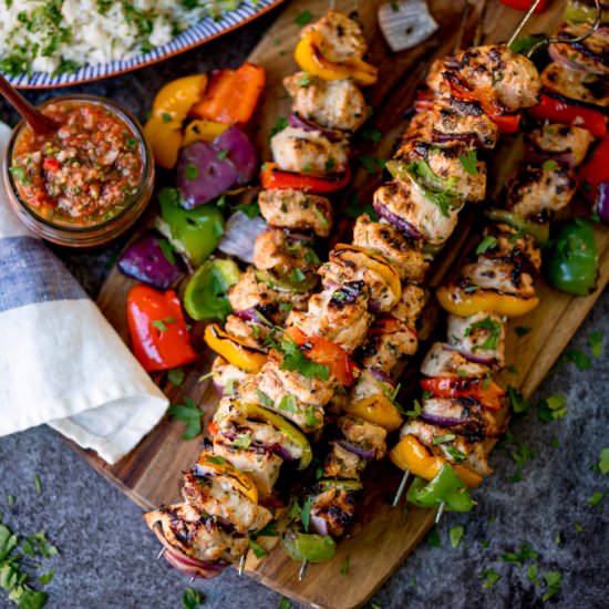 Mexican Chicken Skewers - Recipe photo by KitchenSanctuary