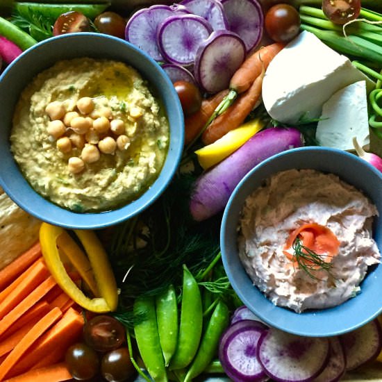 Veggie Platter with Two Dips - Recipe photo by The Boozy Oyster