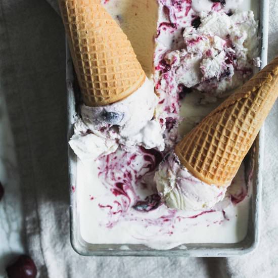 Vanilla Roasted Cherry Ice Cream - Recipe photo by katiebirdbakes