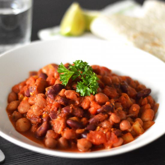 Mixed Bean Chilli - Recipe photo by JackSlobodian