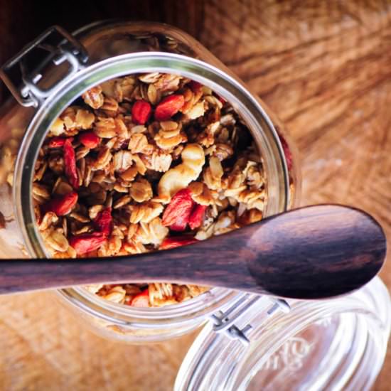 Maple Walnut Goji Berry Granola - Recipe photo by moon and spoon and yum.