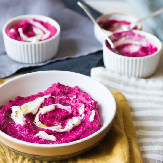 Beetroot Hummus - Recipe photo by Properfoodie
