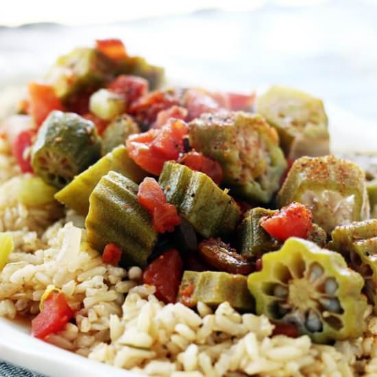 Poor Girl's Okra + Tomatoes - Recipe photo by Buy This Cook That