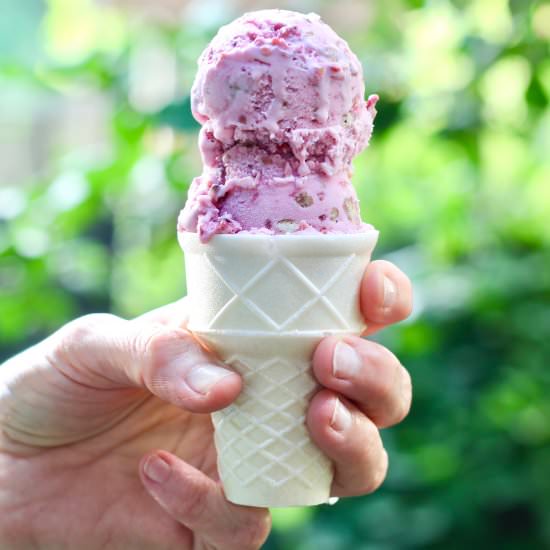 Blackberry Butter Pecan Ice Creamm - Recipe photo by the good eats co