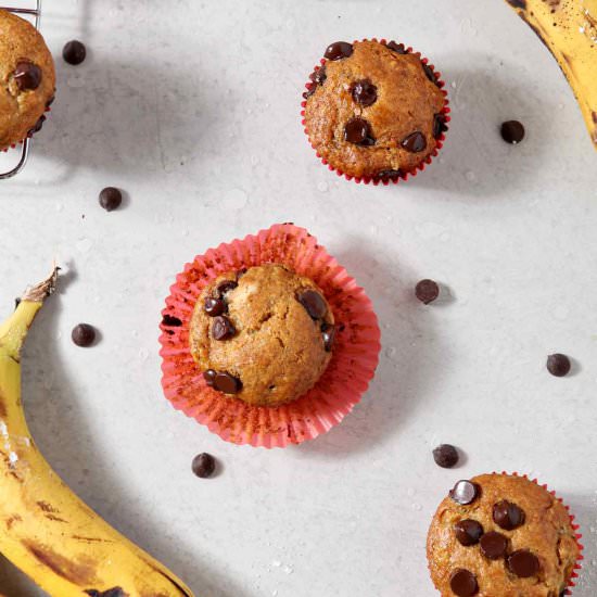 Vegan Banana Chocolate Chip Muffins - Recipe photo by thespeckledpalate