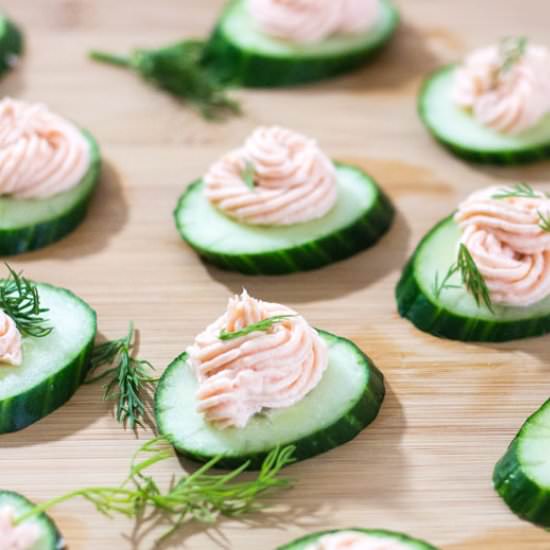 Salmon and Goat Cheese Cucumbers - Recipe photo by recipecritique