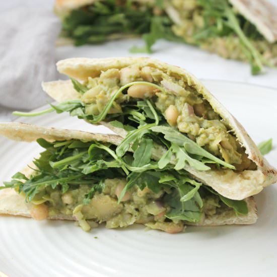 Vegan White Bean Pesto Pitas - Recipe photo by This Savory Vegan