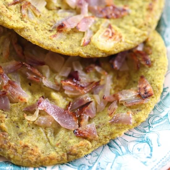 Green Mung Beans Onion Uttapam - Recipe photo by Masalachilli