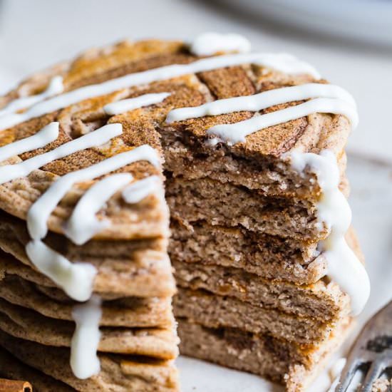 Keto Cinnamon Roll Pancakes - Recipe photo by foodfaithfitness