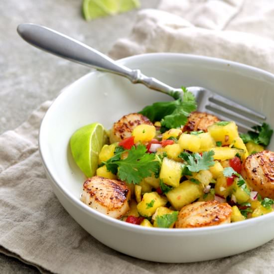 Scallops with Watermelon Salsa - Recipe photo by fromachefskitchen