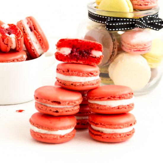 Raspberry Macarons - Recipe photo by VeenaAzmanov