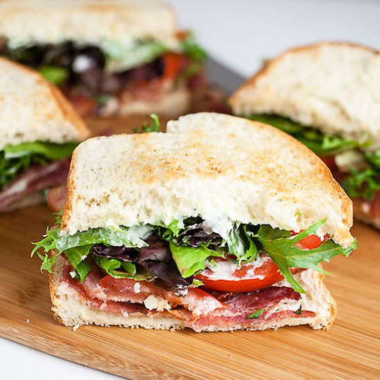 BLT with Lemon Basil Mayo - Recipe photo by therusticfoodie