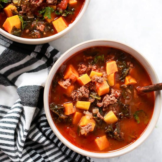 Ground Beef Butternut Kale Soup - Recipe photo by PrimaveraKitchen