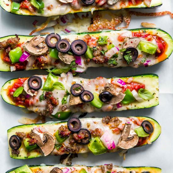 30-Minute Zucchini Pizza Boats - Recipe photo by platingsandpairings