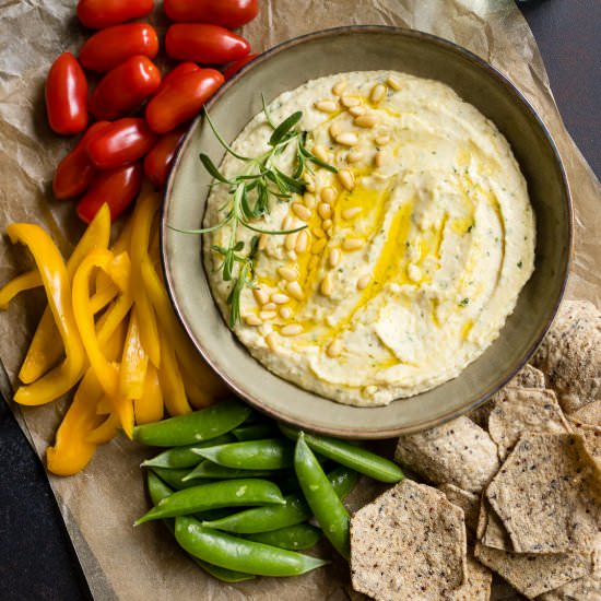 Garlic Rosemary White Bean Dip - Recipe photo by nourishandfete