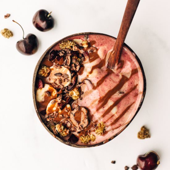 Cherry Breakfast Smoothie Bowl - Recipe photo by sproutingzeneats