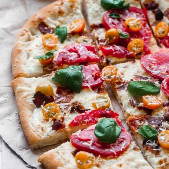 Ricotta, Bacon & Tomato Pizza - Recipe photo by cookingforkeeps