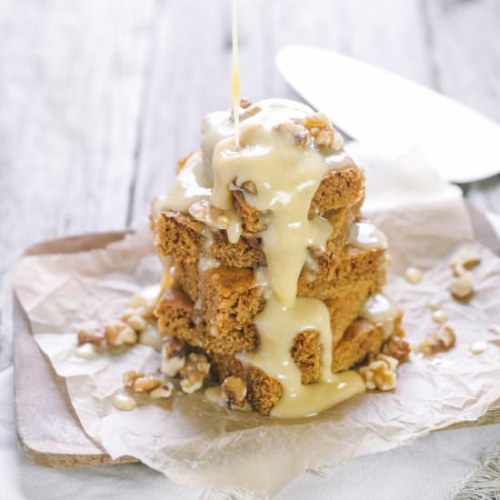 Maple Walnut Blondies - Recipe photo by theprairiehomestead