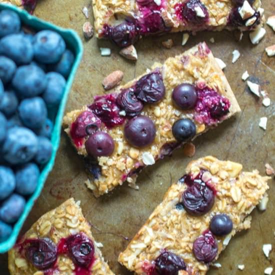 Blueberry Almond Coconut Bars - Recipe photo by amotherthing