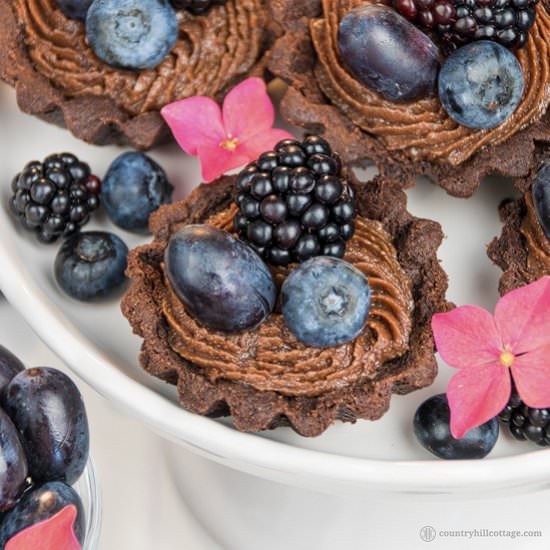 Chocolate Tartlets with Berries and - Recipe photo by Country Hill Cottage