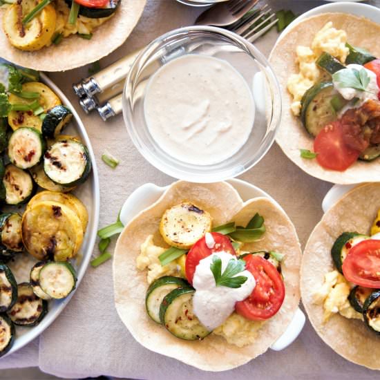 Grilled Vegetable Breakfast Tacos - Recipe photo by greenschemetv