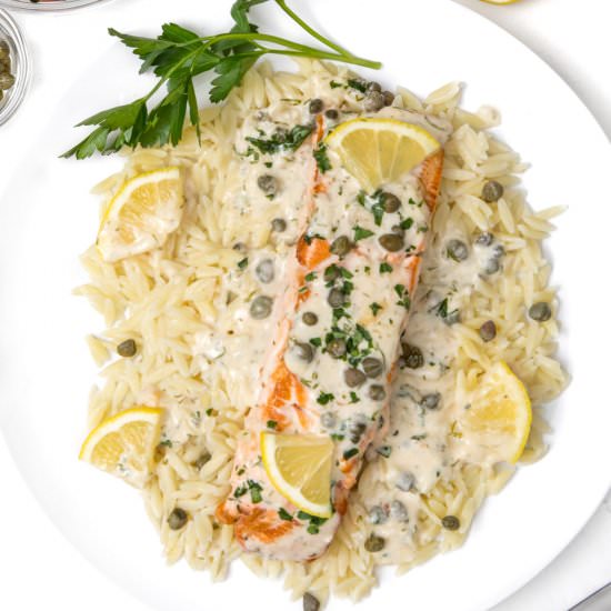 Creamy salmon piccata - Recipe photo by thanksgiving