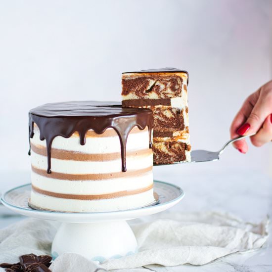 Zebra Marble Layer Cake - Recipe photo by anasbakingchronicles