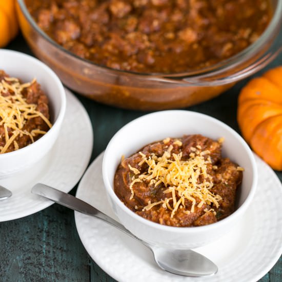 Turkey Pumpkin Chili - Recipe photo by littlebitrecipes