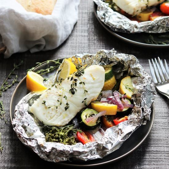 Grilled Halibut & Zucchini Packets - Recipe photo by Give it Some Thyme