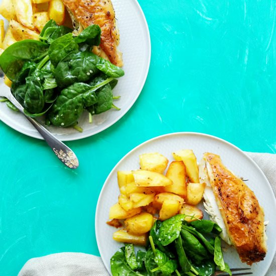 Butterflied Chicken with Potatoes - Recipe photo by silviamagda