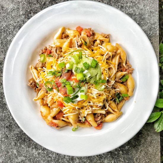 Easy Taco Pasta - Recipe photo by The Tipsy Housewife