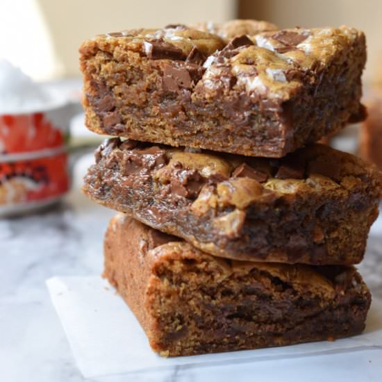 Salted Toffee Blondies - Recipe photo by Encharted Cook