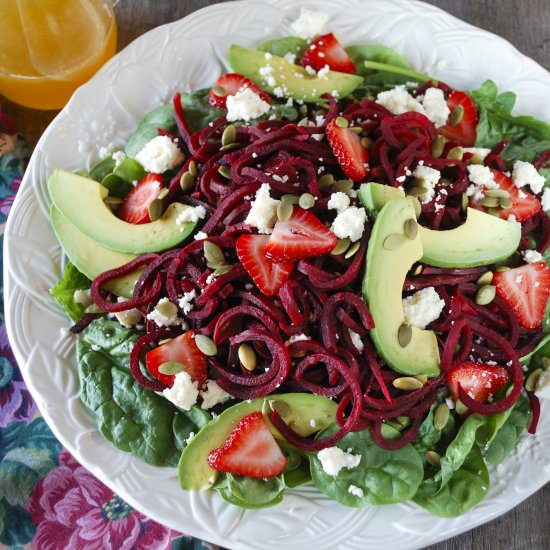 Beet, Avocado & Strawberry Salad - Recipe photo by mealsheelsandcocktails