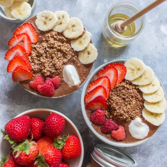 Chocolate Steel Cut Overnight Oats - Recipe photo by Carmy @ carmyy.com