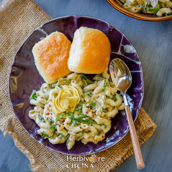 Spinach Artichoke Mac & Cheese - Recipe photo by Herbivore Cucina