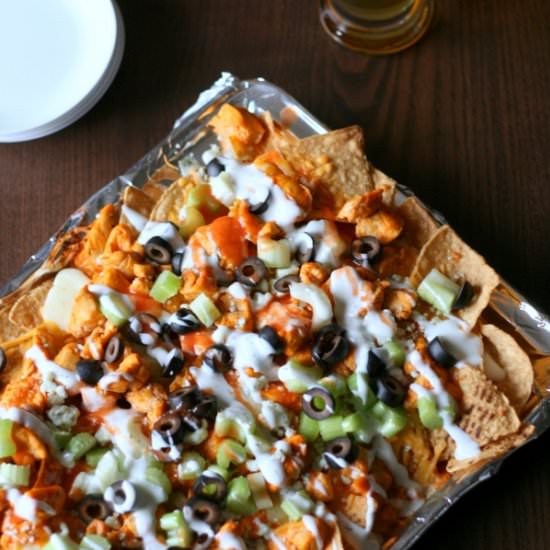 Buffalo Chicken Nachos - Recipe photo by HautePepper