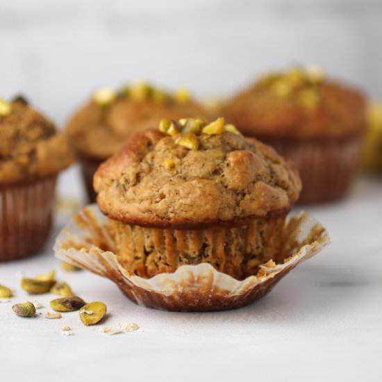 Healthy Pistachio Muffins - Recipe photo by spinach4breakfast