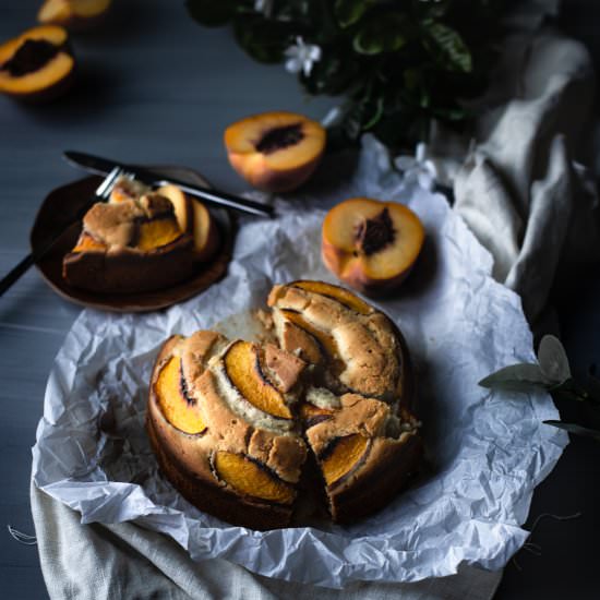 A Summer Peach & Honey Cake - Recipe photo by ashortgirlsfeast
