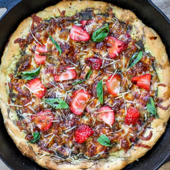 Strawberry Pesto Skillet Pizza - Recipe photo by SugarSpicesLife