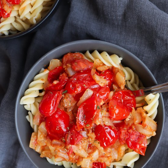 Pasta with Cherry Tomato Sauce - Recipe photo by spoonfulofkindness