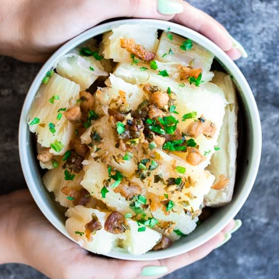 Cuban Yuca con Mojo - Recipe photo by Kitchen De Lujo