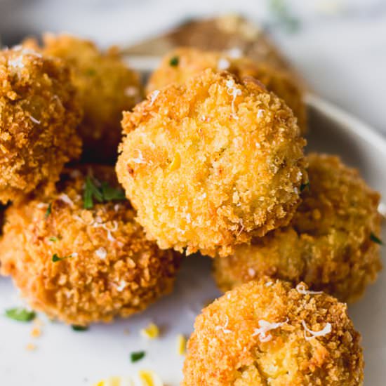 Scalloped Corn Arancini - Recipe photo by Fork in the Kitchen