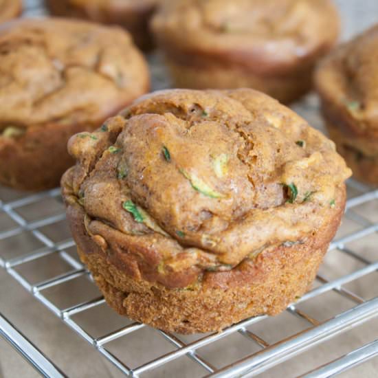 Pumpkin Zucchini Muffins - Recipe photo by asavoryfeast