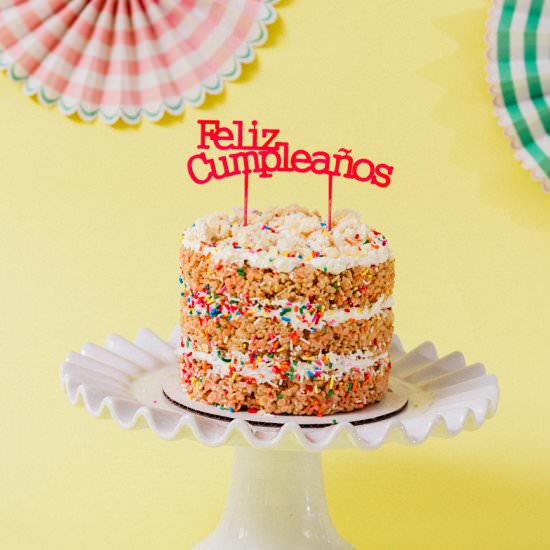Funfetti Rice Krispie Naked Cake - Recipe photo by The Sweet Nerd