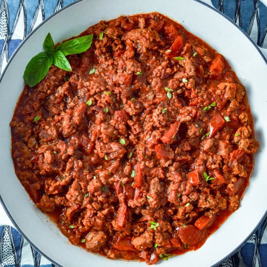 Spicy Sausage Marinara - Recipe photo by A Twisted Plate