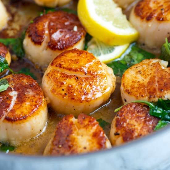 Seared Scallops with Garlic & Basil - Recipe photo by inspiredtaste