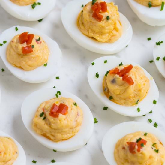 Pimento Cheese Deviled Eggs - Recipe photo by giftofhospitality